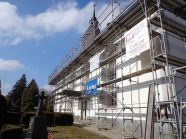 Gerüstbauarbeiten an der Kirche Niedercunnersdorf